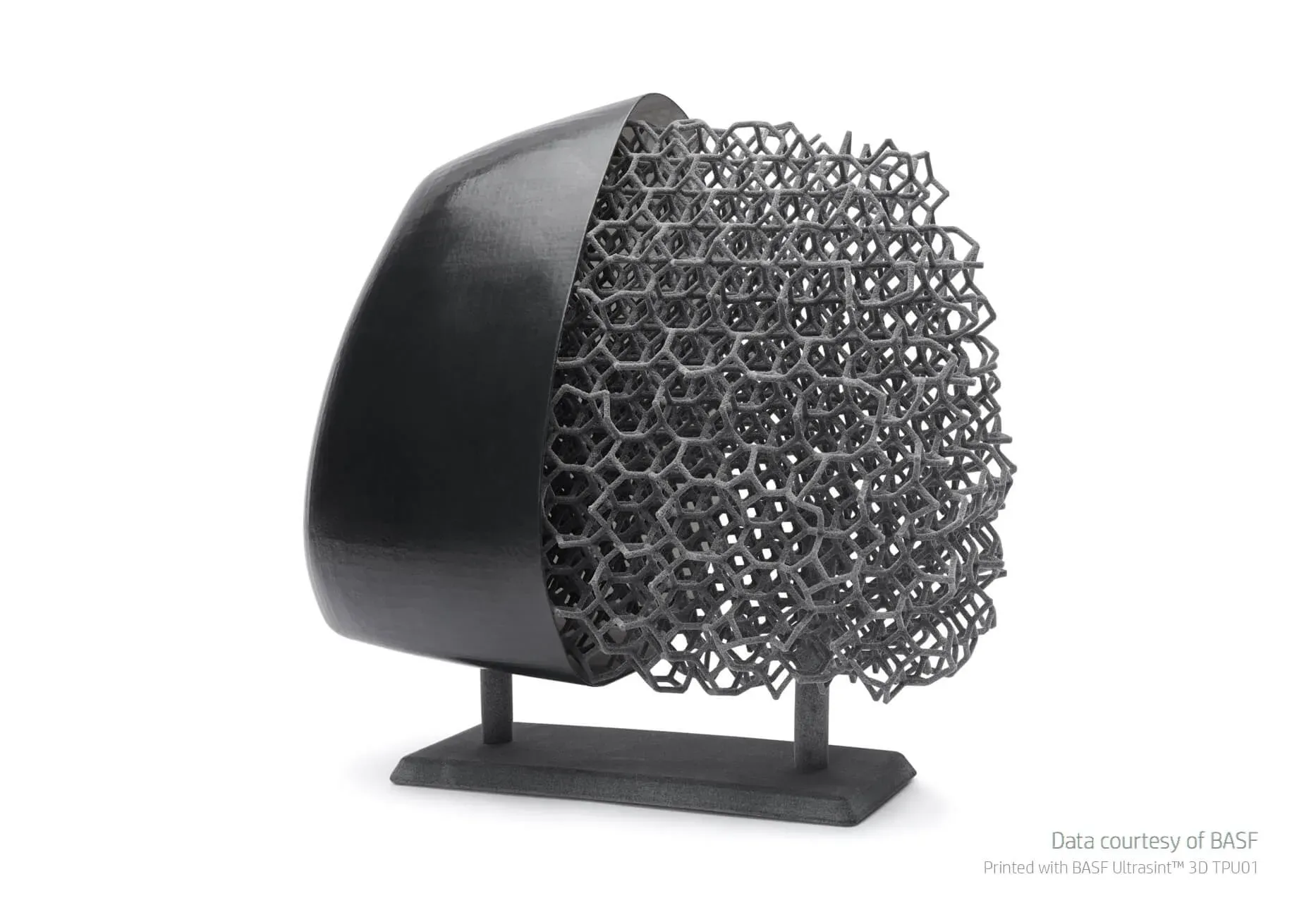 Headrest with grid structure 3D printed in BASF Ultrasint TPU
