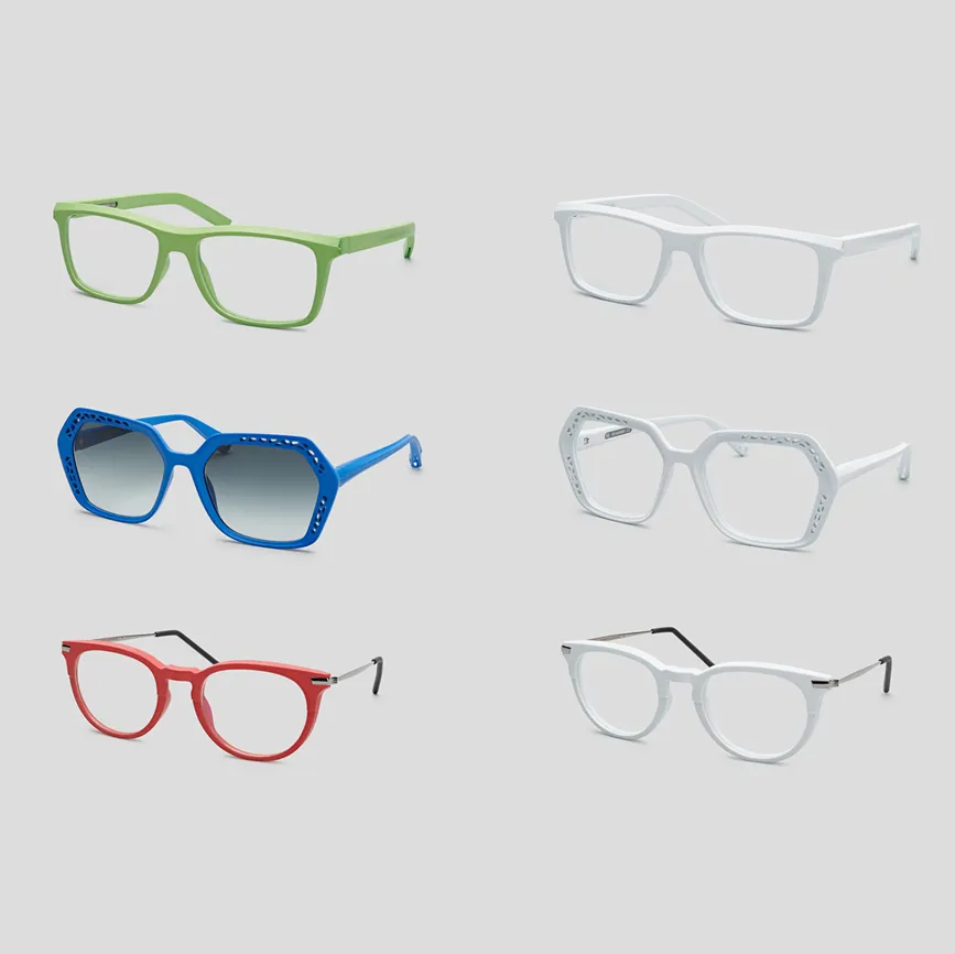 3D printed glasses in different colors