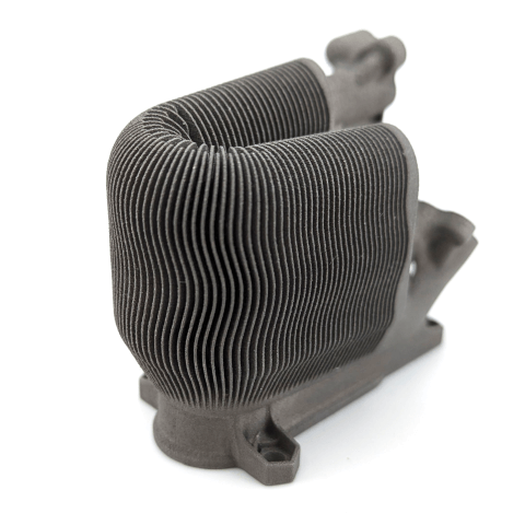 3D printed cooling element with fine cooling fins.